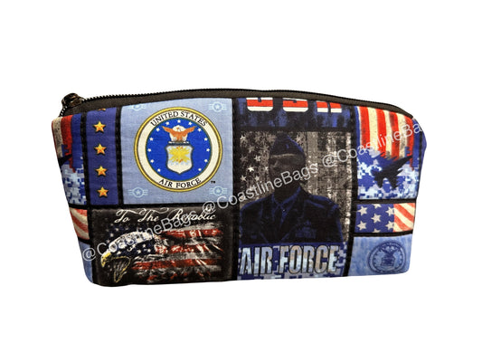 Quilted AirForce Zipper Pouch