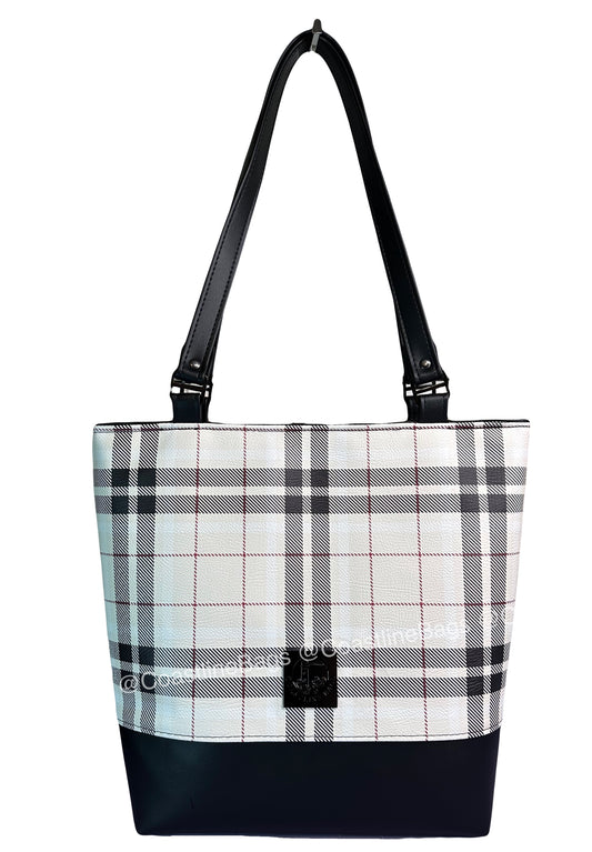 Black & White Plaid Tote Bag